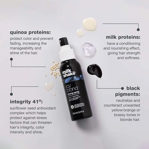 milk_shake Icy Blond Toning Spray - Leave-In Toner with Black Pigment for Platinum Blonde Hair - Adds Softness, Shine, and Detangling - 3.4 fl oz - görsel 6