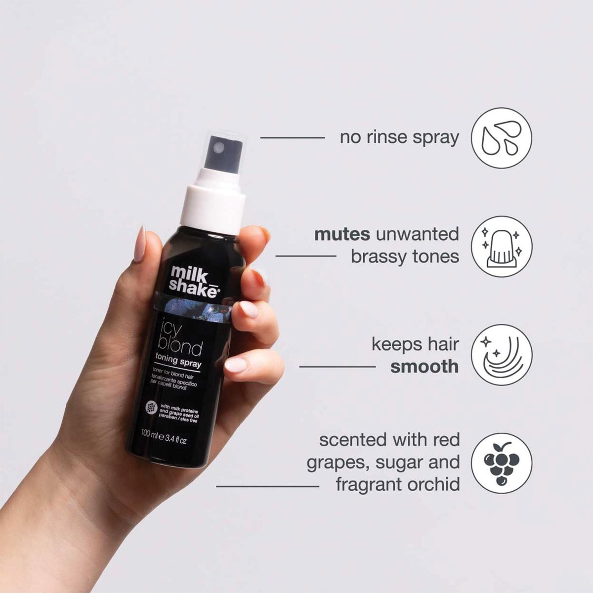 milk_shake Icy Blond Toning Spray - Leave-In Toner with Black Pigment for Platinum Blonde Hair - Adds Softness, Shine, and Detangling - 3.4 fl oz - görsel 3
