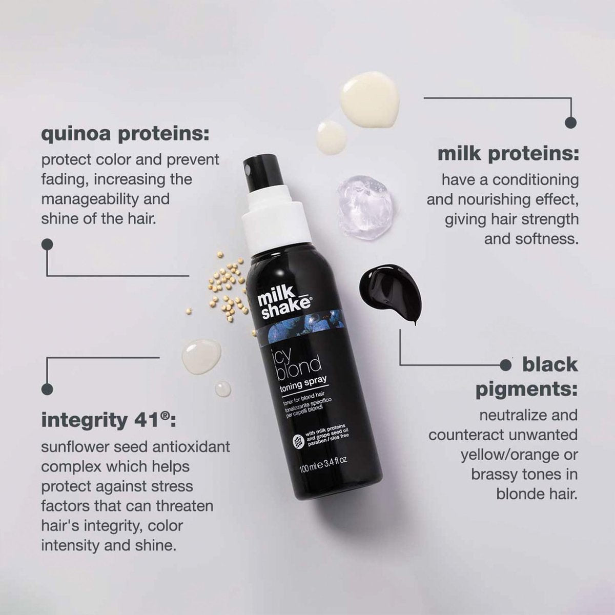 milk_shake Icy Blond Toning Spray - Leave-In Toner with Black Pigment for Platinum Blonde Hair - Adds Softness, Shine, and Detangling - 3.4 fl oz - görsel 5