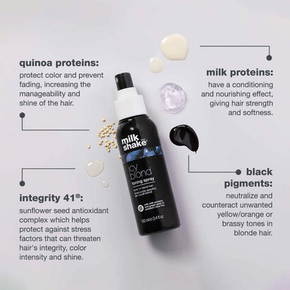 milk_shake Icy Blond Toning Spray - Leave-In Toner with Black Pigment for Platinum Blonde Hair - Adds Softness, Shine, and Detangling - 3.4 fl oz