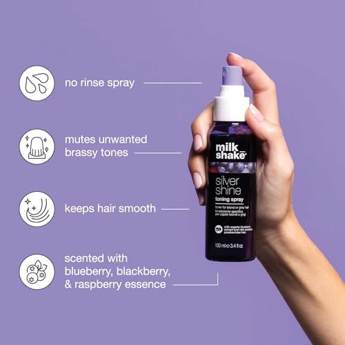 milk_shake Silver Shine Toning Spray - Platinum Hair Violet Pigment Spray | Counteracts Unwanted Yellow/Golden Tones | Strengthens and Hydrates | 3.4 fl oz (100 ml) Avelisse