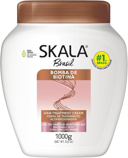 Skala Expert Biotin Bomb Hair Cream 1 Kg (35.2 oz) - Strengthens and Nourishes Weak, Damaged Hair with NutriForce Technology