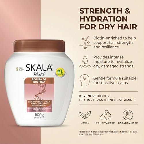 Skala Expert Biotin Bomb Hair Cream 1 Kg (35.2 oz) - Strengthens and Nourishes Weak, Damaged Hair with NutriForce Technology - görsel 6
