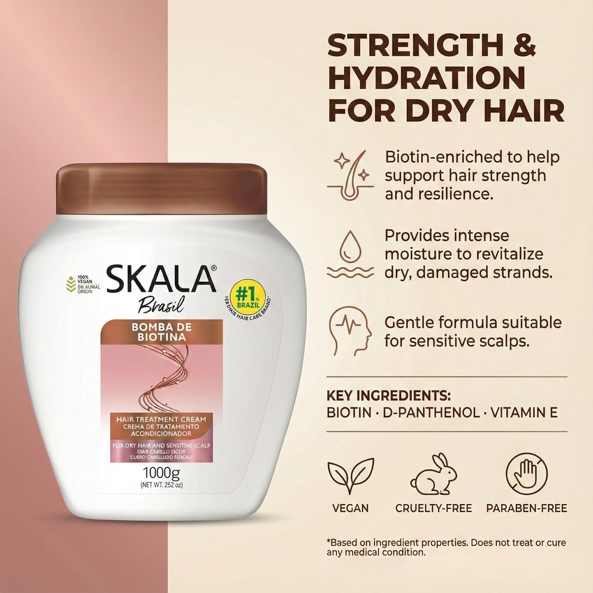 Skala Expert Biotin Bomb Hair Cream 1 Kg (35.2 oz) - Strengthens and Nourishes Weak, Damaged Hair with NutriForce Technology - görsel 5