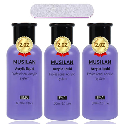 MUSILAN Monomer Acrylic Nail Liquid 6oz - Professional 180ml MMA Free, Quick Dry, Non-Yellowing