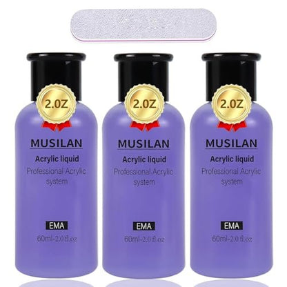 MUSILAN Monomer Acrylic Nail Liquid 6oz - Professional 180ml MMA Free, Quick Dry, Non-Yellowing