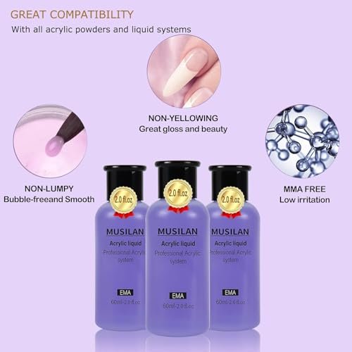 MUSILAN Monomer Acrylic Nail Liquid 6oz - Professional 180ml MMA Free, Quick Dry, Non-Yellowing - görsel 6