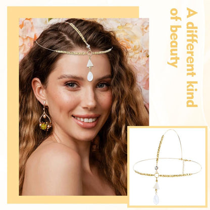 Dizila 8 Pieces Gold Head Chains with Rhinestone Pearl Leaf Coin – Boho Headbands, Tassel Forehead Chain, Hair Bands for Women Girls Avelisse