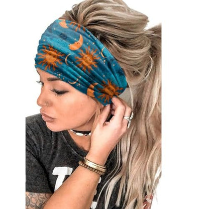 NERTNJIFOR Women's Star Moon Knotted Headbands - Pack of 4 - Wide Non-Slip Yoga Turban Hair Wraps