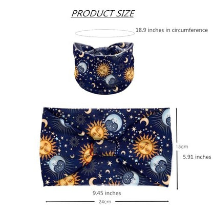 NERTNJIFOR Women's Star Moon Knotted Headbands - Pack of 4 - Wide Non-Slip Yoga Turban Hair Wraps