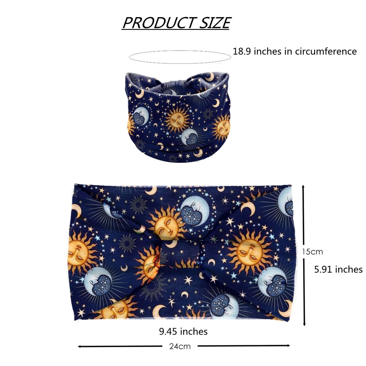 NERTNJIFOR Women's Star Moon Knotted Headbands - Pack of 4 - Wide Non-Slip Yoga Turban Hair Wraps - görsel 5