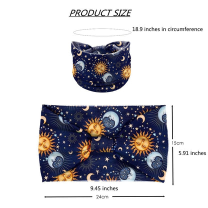 NERTNJIFOR Women's Star Moon Knotted Headbands - Pack of 4 - Wide Non-Slip Yoga Turban Hair Wraps