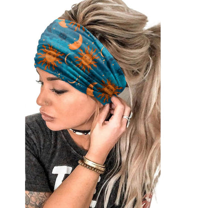NERTNJIFOR Women's Star Moon Knotted Headbands - Pack of 4 - Wide Non-Slip Yoga Turban Hair Wraps