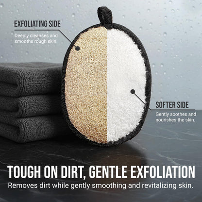 Natural Loofah Shower Body Scrubber for Men - Egyptian Luffa Sponge Exfoliating Loofah, 2-Pack Black & White Set Avelisse