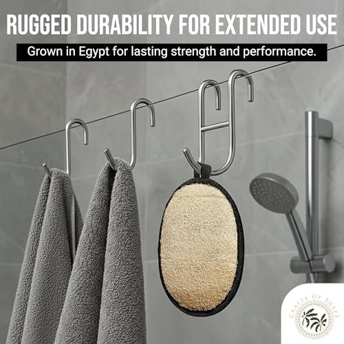 Natural Loofah Shower Body Scrubber for Men - Egyptian Luffa Sponge Exfoliating Loofah, 2-Pack Black & White Set Avelisse