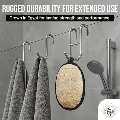 Natural Loofah Shower Body Scrubber for Men - Egyptian Luffa Sponge Exfoliating Loofah, 2-Pack Black & White Set Avelisse