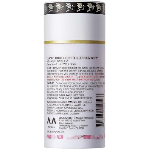 Gatsby Tancho Hair Styling Wax Stick - Japanese Cherry Blossom Scent, 3.5 oz (100g) - Special Edition High-Grade Plant-Based Pomade for All Hair Types Avelisse