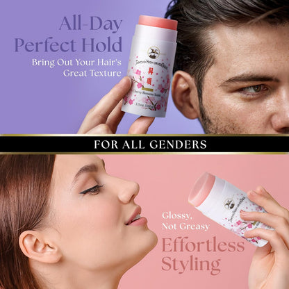 Gatsby Tancho Hair Styling Wax Stick - Japanese Cherry Blossom Scent, 3.5 oz (100g) - Special Edition High-Grade Plant-Based Pomade for All Hair Types Avelisse