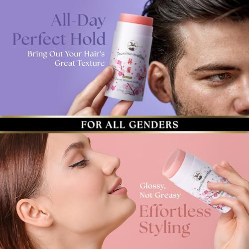 Gatsby Tancho Hair Styling Wax Stick - Japanese Cherry Blossom Scent, 3.5 oz (100g) - Special Edition High-Grade Plant-Based Pomade for All Hair Types Avelisse