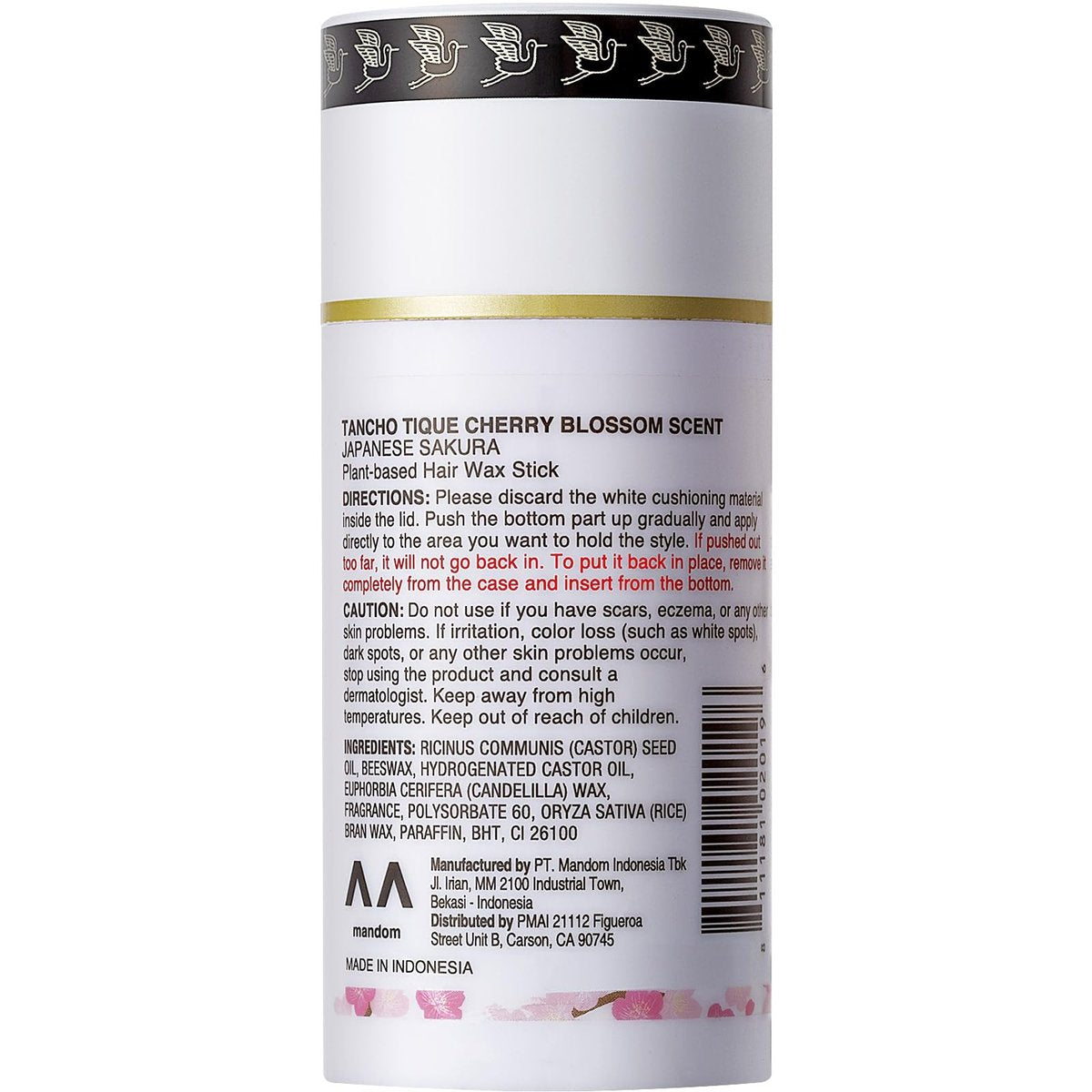 Gatsby Tancho Hair Styling Wax Stick - Japanese Cherry Blossom Scent, 3.5 oz (100g) - Special Edition High-Grade Plant-Based Pomade for All Hair Types Avelisse