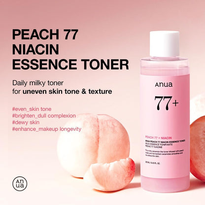 Anua Peach 77 Niacin Essence Toner 250ml – Brightening Niacinamide Toner for Glass Skin, Korean Skincare (8.45 fl.oz.) Avelisse
