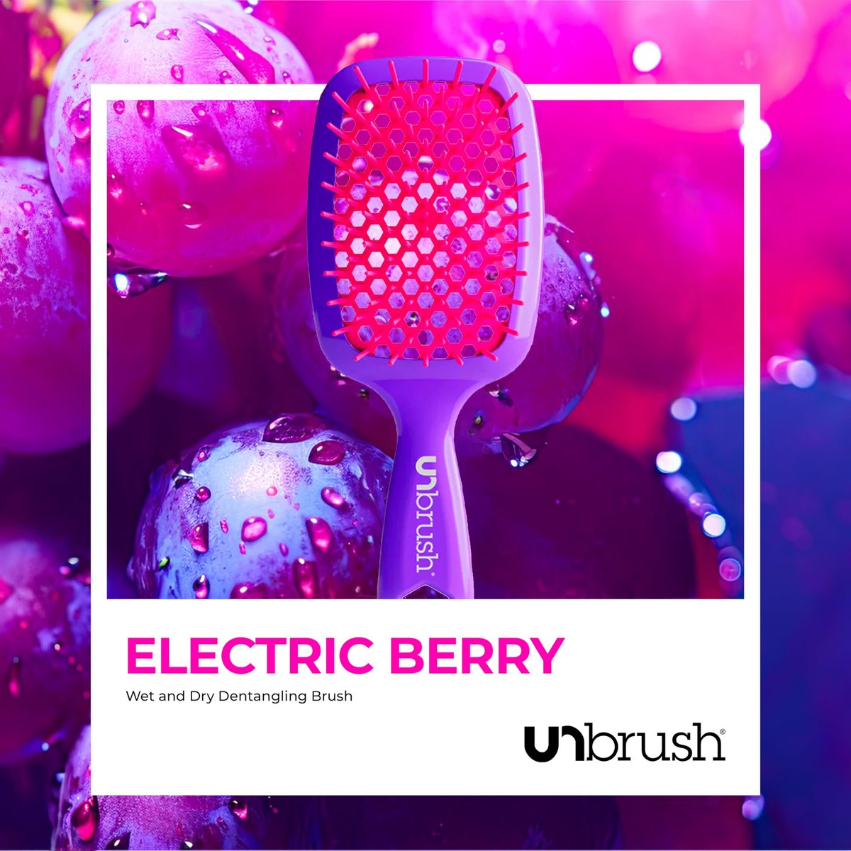 FHI Heat UNbrush Detangling Brush – Pain-Free Brushing for All Hair Types (Wet or Dry) – Durable DuoFlex Anti-Static Bristles, Lightweight Handle, Vented Design – Electric Berry Purple - görsel 11