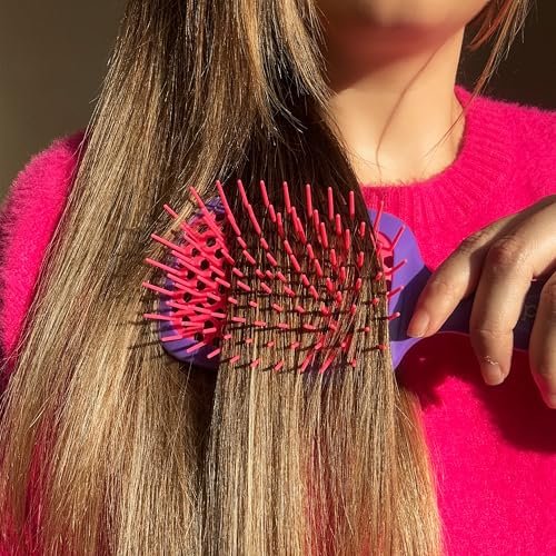 FHI Heat UNbrush Detangling Brush – Pain-Free Brushing for All Hair Types (Wet or Dry) – Durable DuoFlex Anti-Static Bristles, Lightweight Handle, Vented Design – Electric Berry Purple - görsel 16