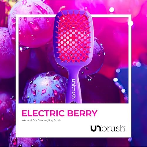 FHI Heat UNbrush Detangling Brush – Pain-Free Brushing for All Hair Types (Wet or Dry) – Durable DuoFlex Anti-Static Bristles, Lightweight Handle, Vented Design – Electric Berry Purple - görsel 12
