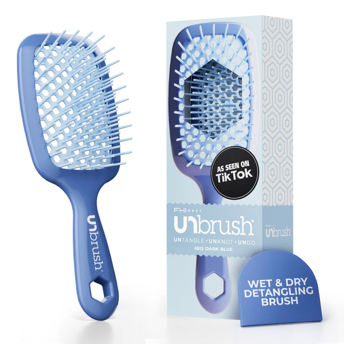 FHI Heat UNbrush Detangling Brush – Pain-Free Brushing for All Hair Types, Iris Dark Blue - görsel 1