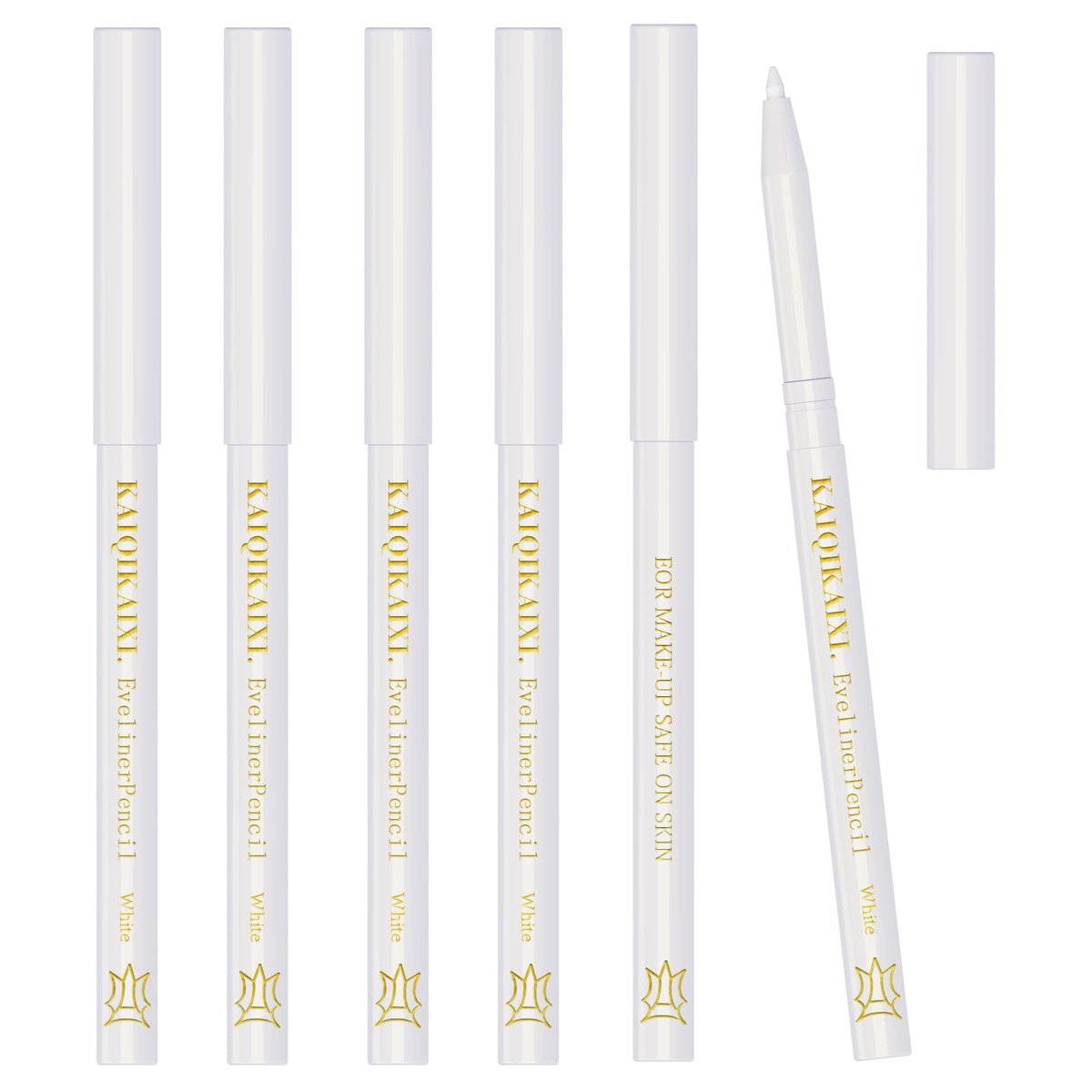 6 White Eyeliner Pencils - Long-Lasting Eyebrow Tint, Lip Liner, and Highlighter Makeup Set - görsel 1