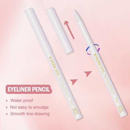 6 White Eyeliner Pencils - Long-Lasting Eyebrow Tint, Lip Liner, and Highlighter Makeup Set - görsel 6