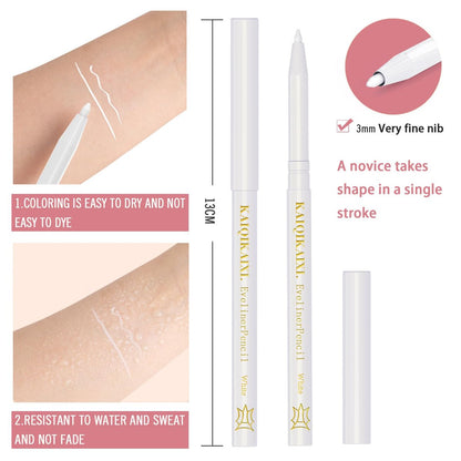 6 White Eyeliner Pencils - Long-Lasting Eyebrow Tint, Lip Liner, and Highlighter Makeup Set