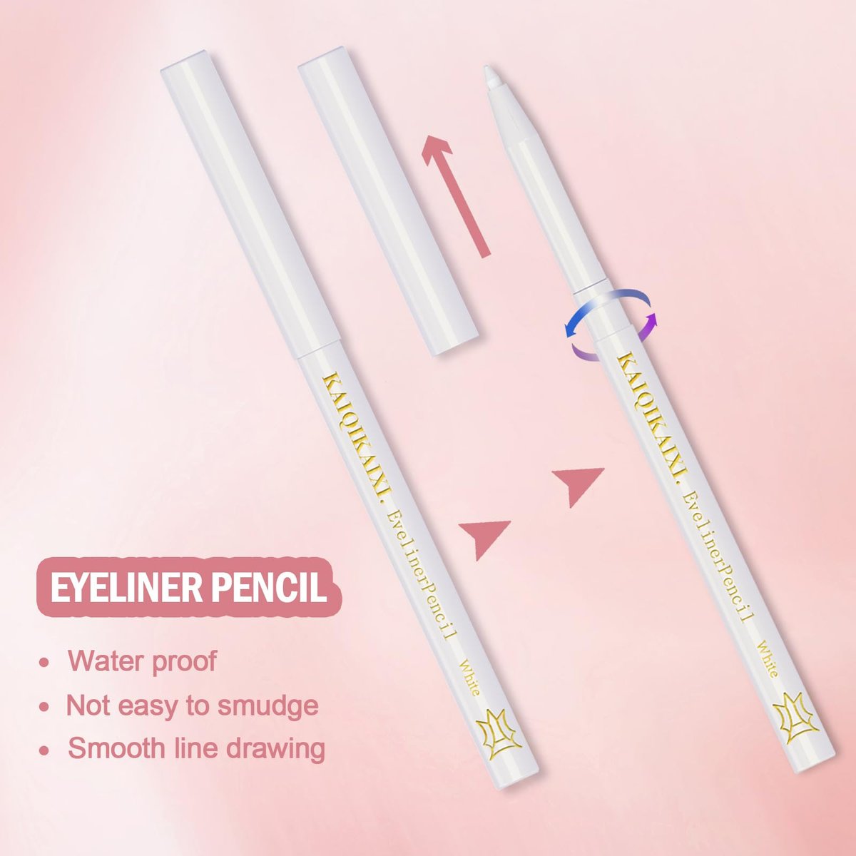 6 White Eyeliner Pencils - Long-Lasting Eyebrow Tint, Lip Liner, and Highlighter Makeup Set - görsel 5