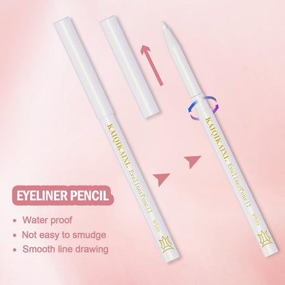 6 White Eyeliner Pencils - Long-Lasting Eyebrow Tint, Lip Liner, and Highlighter Makeup Set