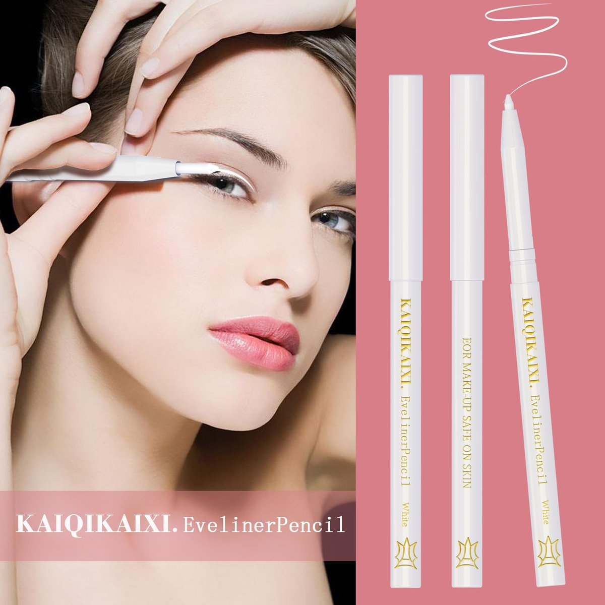 6 White Eyeliner Pencils - Long-Lasting Eyebrow Tint, Lip Liner, and Highlighter Makeup Set - görsel 3