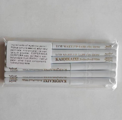 6 White Eyeliner Pencils - Long-Lasting Eyebrow Tint, Lip Liner, and Highlighter Makeup Set