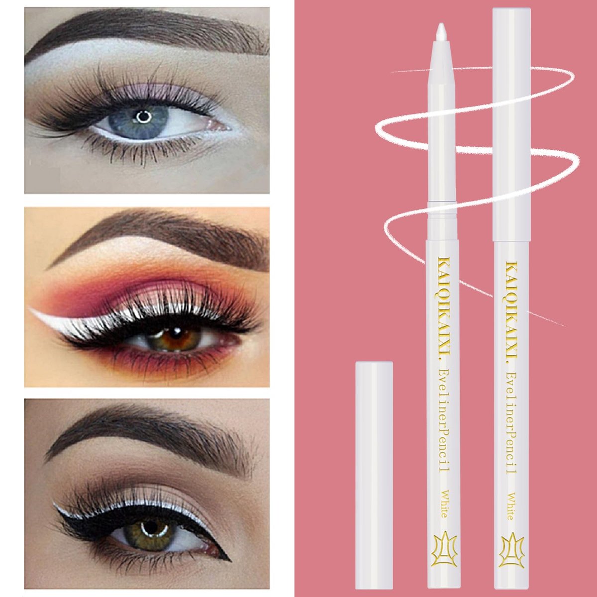 6 White Eyeliner Pencils - Long-Lasting Eyebrow Tint, Lip Liner, and Highlighter Makeup Set - görsel 7