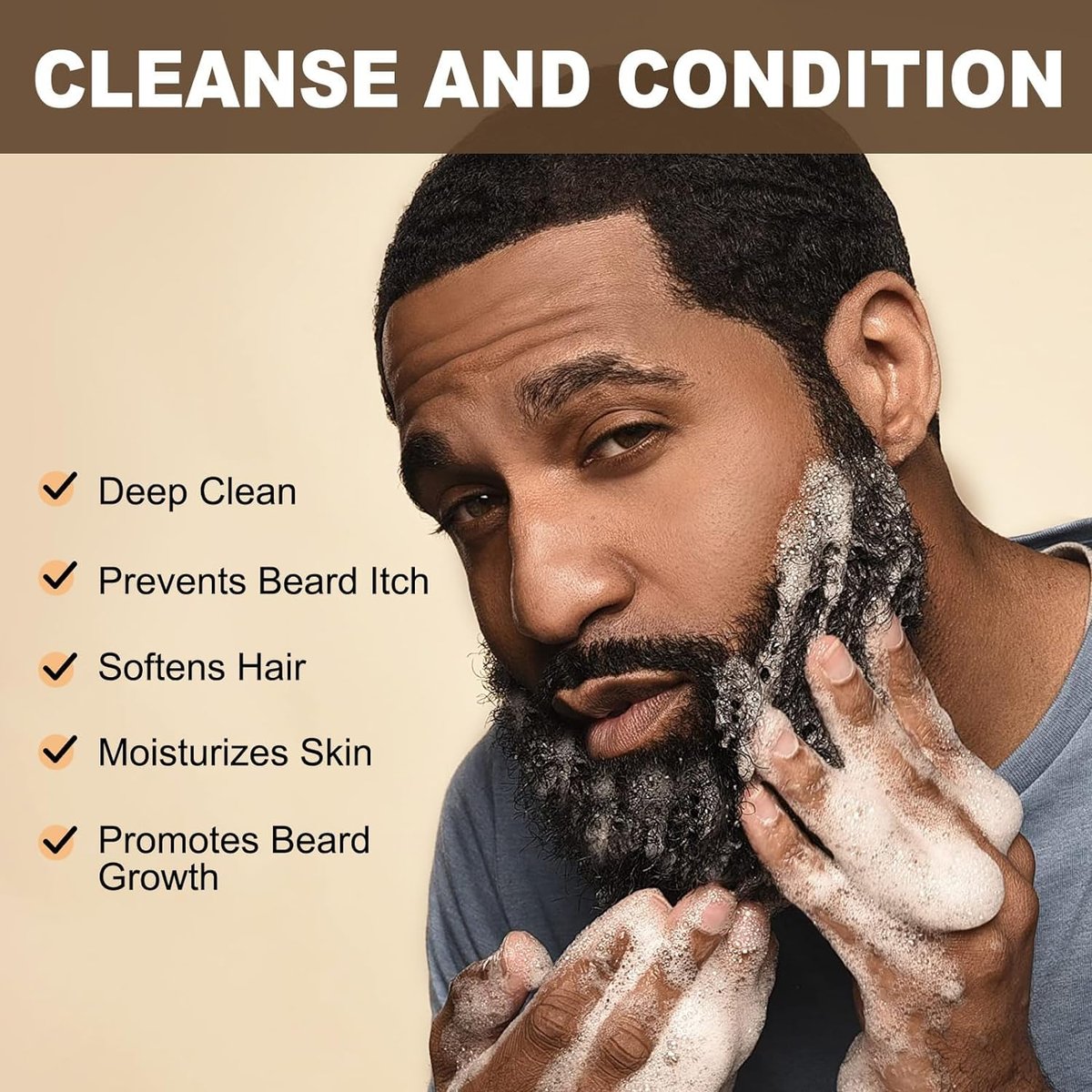 JVR Beard Wash and Beard Conditioner for Men - Organic Beard Shampoo & Conditioner with Coconut and Aloe, Reduces Frizz, Softens and Strengthens Dry Coarse Beards, 6.7 oz Each - görsel 4
