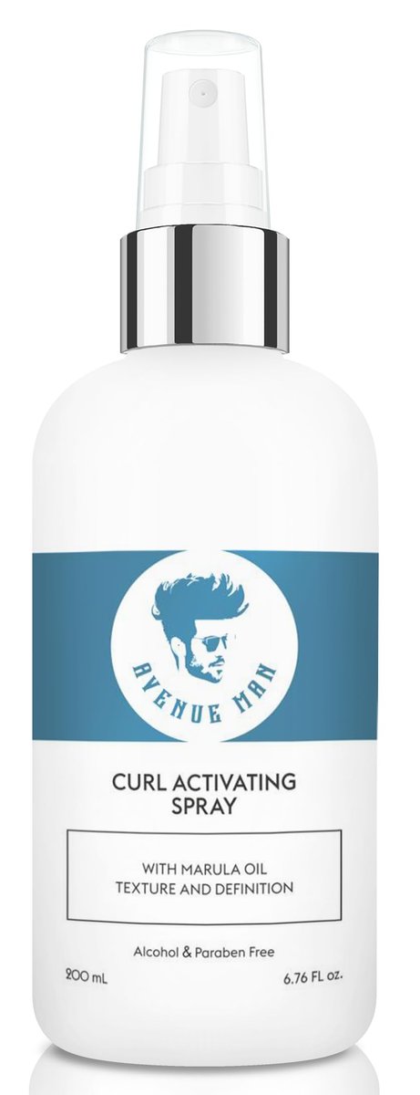 Avenue Man Curl Activating Spray - Frizz Free Curl Activator & Leave-In Conditioner with Marula Oil for Defined, Irresistible Curls (8.5 Fl Oz) Avelisse