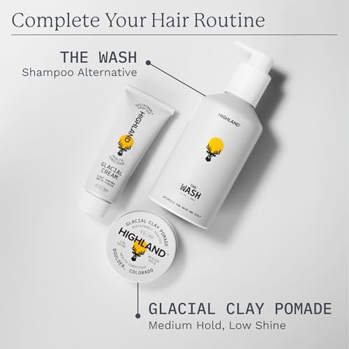 Highland Glacial Cream - Hair Styling Cream - Smooths, Hydrates, De-Frizzes, Texturizes & Defines - Low Hold Matte Finish for All Hair Types - 2.5 oz Avelisse