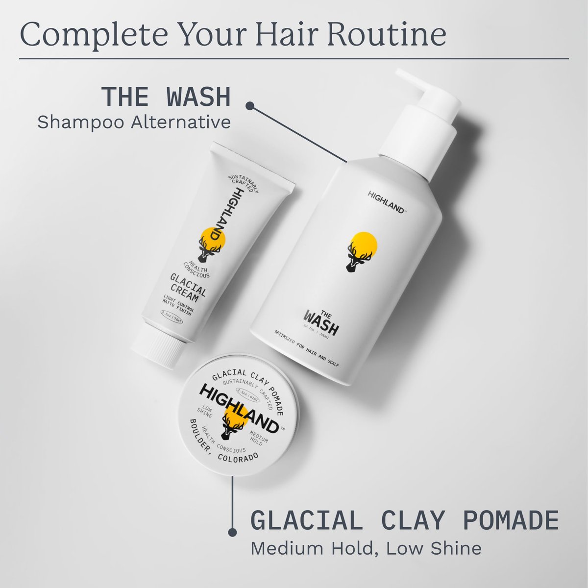 Highland Glacial Cream - Hair Styling Cream - Smooths, Hydrates, De-Frizzes, Texturizes & Defines - Low Hold Matte Finish for All Hair Types - 2.5 oz Avelisse