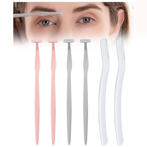 Eyebrow Razors with Dermaplane Razors Set - Japanese Blades for Peach Fuzz and Fine Hair - Multipurpose Exfoliating Dermaplaning Tools for Women and Men - 6 Pack - görsel 2