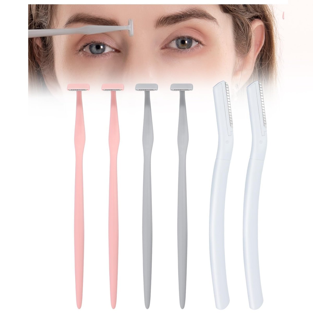 Eyebrow Razors with Dermaplane Razors Set - Japanese Blades for Peach Fuzz and Fine Hair - Multipurpose Exfoliating Dermaplaning Tools for Women and Men - 6 Pack - görsel 1