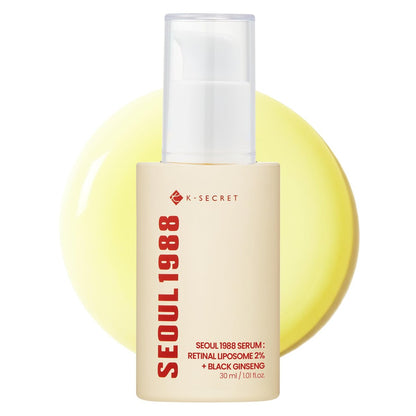 K-SECRET SEOUL 1988 Retinal Serum – Advanced Retinal Liposome 2% & Black Ginseng Extract for Fine Lines & Texture Care, Korean Skincare, 30ml Avelisse