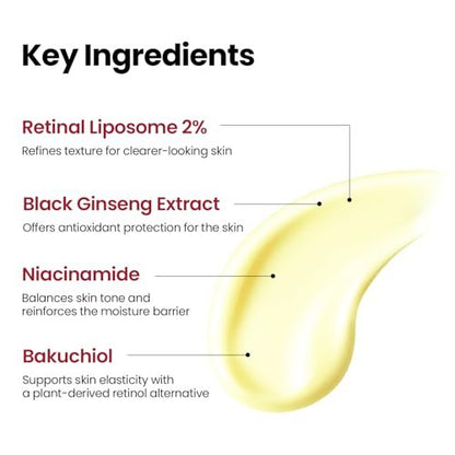 K-SECRET SEOUL 1988 Retinal Serum – Advanced Retinal Liposome 2% & Black Ginseng Extract for Fine Lines & Texture Care, Korean Skincare, 30ml Avelisse
