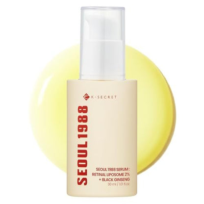 K-SECRET SEOUL 1988 Retinal Serum – Advanced Retinal Liposome 2% & Black Ginseng Extract for Fine Lines & Texture Care, Korean Skincare, 30ml Avelisse