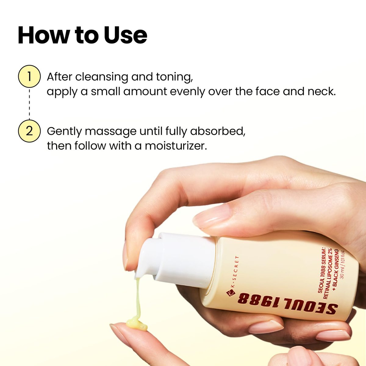 K-SECRET SEOUL 1988 Retinal Serum – Advanced Retinal Liposome 2% & Black Ginseng Extract for Fine Lines & Texture Care, Korean Skincare, 30ml Avelisse