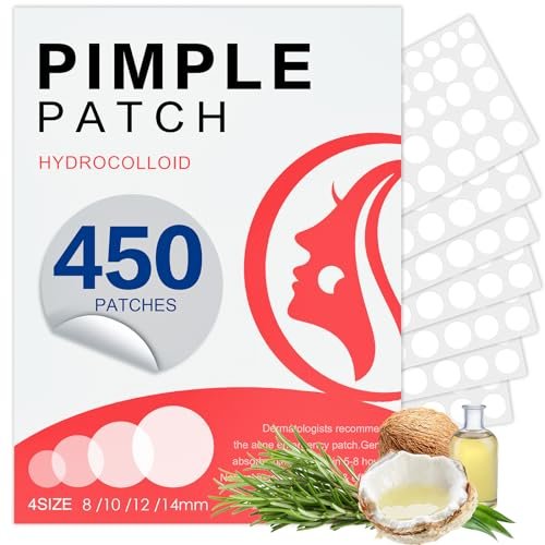 450 Pimple Patches for Face, Hydrocolloid Acne Patches, Invisible Zit Covers, 4 Sizes - görsel 2