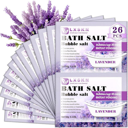 LXSKN Bath Salts - 26 Individually Wrapped Bubble Bath Salts for Muscle Relief, Relaxation, and Better Sleep Avelisse