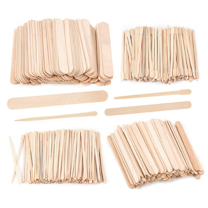 EWVVSS 4 Style 1000 Pcs Assorted Waxing Sticks - Birch Wood Applicators for Body, Legs, Face - Small, Medium, Large Sizes